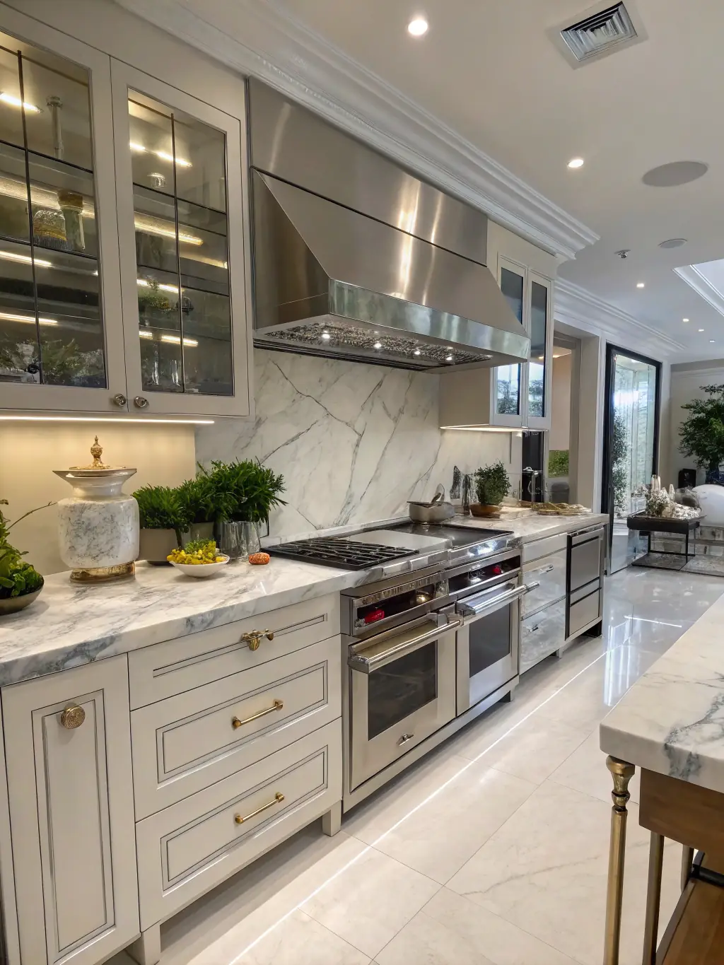 A high-quality photo showcasing a sparkling clean kitchen after a bond cleaning service, with stainless steel appliances gleaming and countertops spotless, emphasizing the attention to detail provided by BrisbaneBondCleaners.